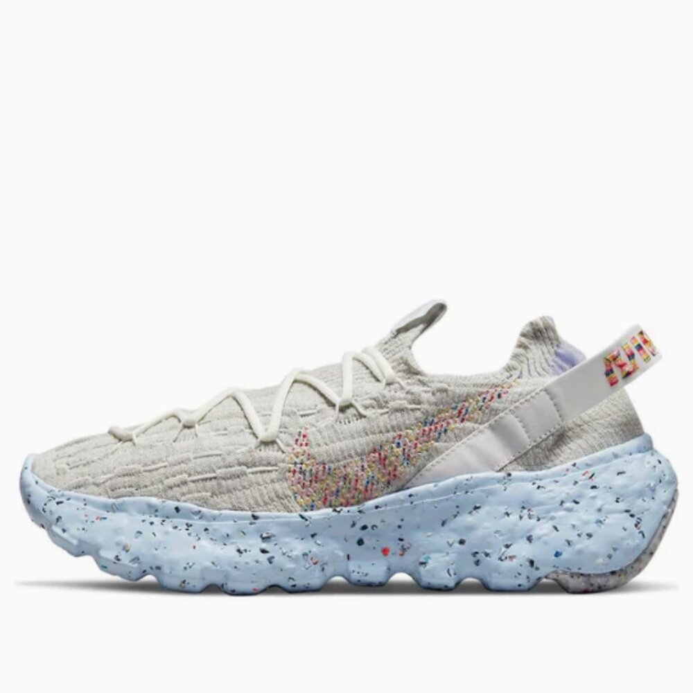 NIKE 2021 Space Hippie 04 'Be True' White/Grey/Light Blue/Rainbow US MENS 10